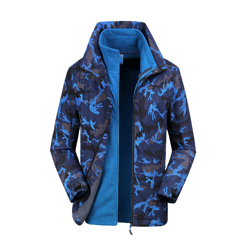 赛丹狐户外男士时尚迷彩三合一两件套登山服 7W8799 5XL 迷彩蓝