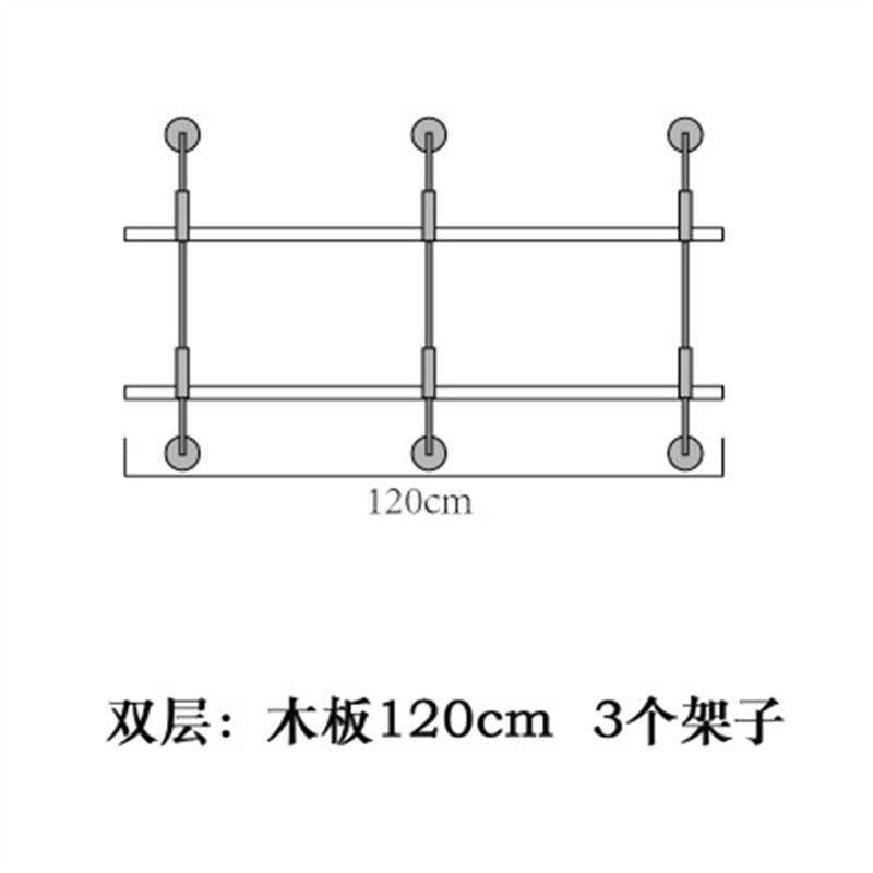 墙上置物架壁挂书架实木创意壁柜层板一字隔板铁艺支架工业风书柜双层木板150 双层木板120