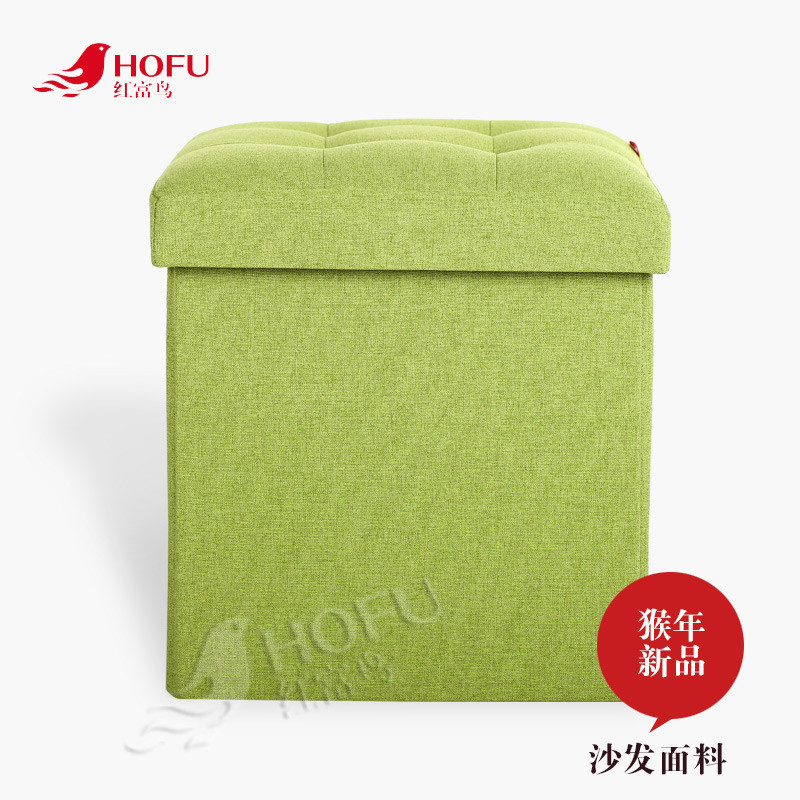 收纳凳储物凳试穿换鞋凳折叠玩具收纳箱布艺沙发凳搁脚凳_5 浅绿色布款