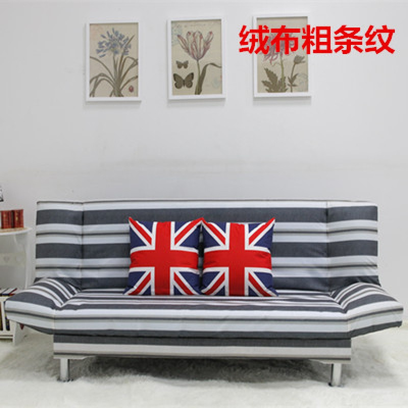 懒人沙发布艺简约现代客厅三人卧室新款小户型单人迷你折叠沙发床_7 红色咖啡条纹