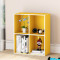 简易书架简约现代书架置物架学生创意书架书柜单个组合落地收纳架D005L06三层五格黄色 L22两层黄色