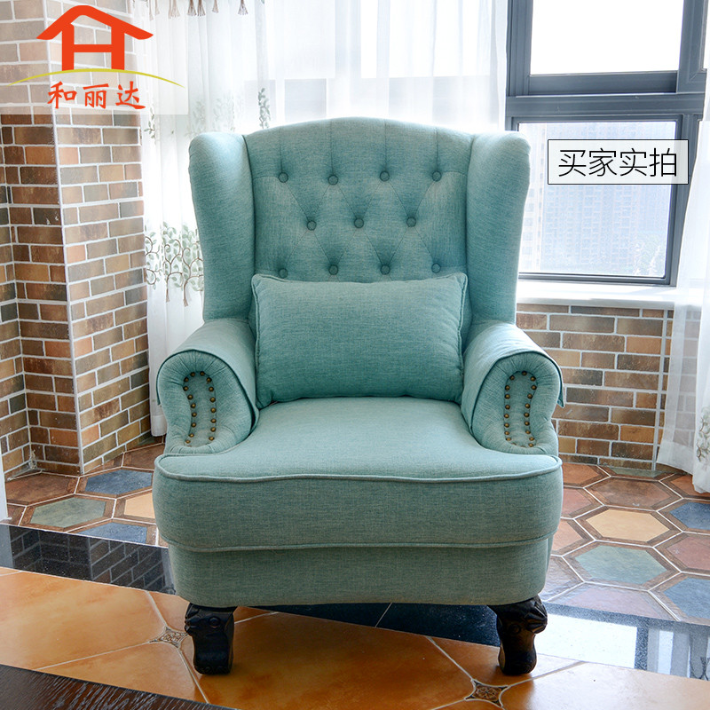 老虎椅美式乡村单人布艺沙发高背老虎凳成都家具三包到家_7 图片色
