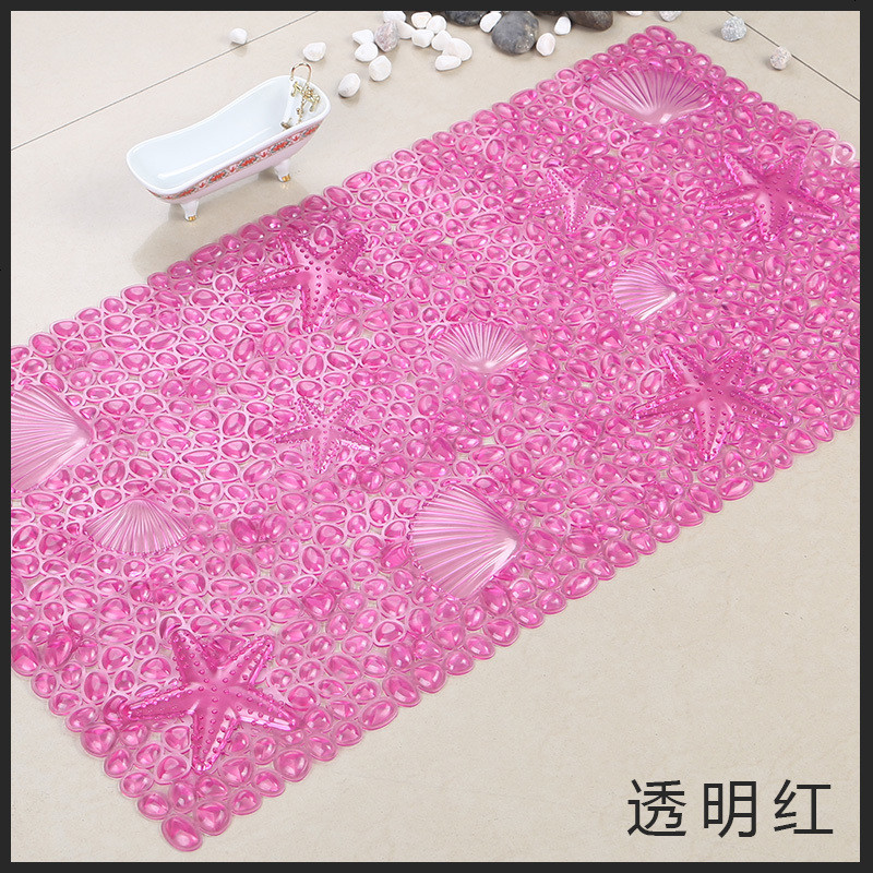 可裁剪卫生间地垫满铺浴室防滑垫大码吸盘洗澡间冲凉房洗手间脚 108*200cm【大浴室 藕色_透明红