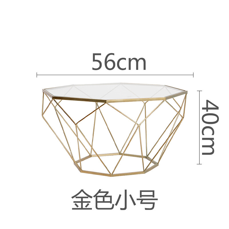 淮木北欧家具创意小户型客厅铁艺钢化玻璃茶几圆形透明桌子现代简约金色90*45cm(大)透明 金色56*40cm(小)透明玻璃