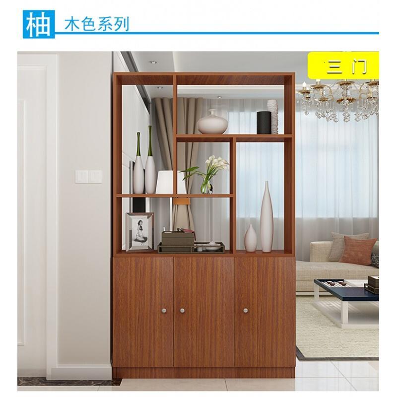 淮木玄关柜酒柜厅柜置物古董架隔断柜客厅展示柜储物柜屏风(静音)三附格白枫色组装_2 (静音)三门柚木色