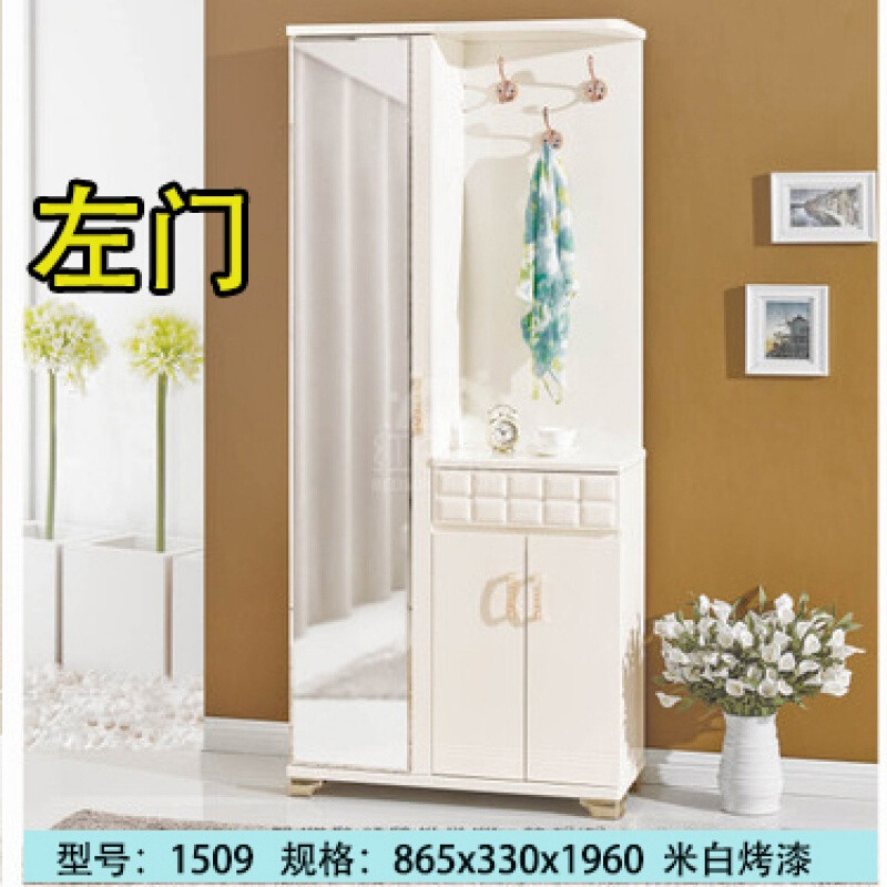 淮木厅挂衣架鞋柜组合带镜子的玄关衣帽隔断储物大容量多功能烤漆柜1501右长1200宽325 1509左门长865宽330高1960
