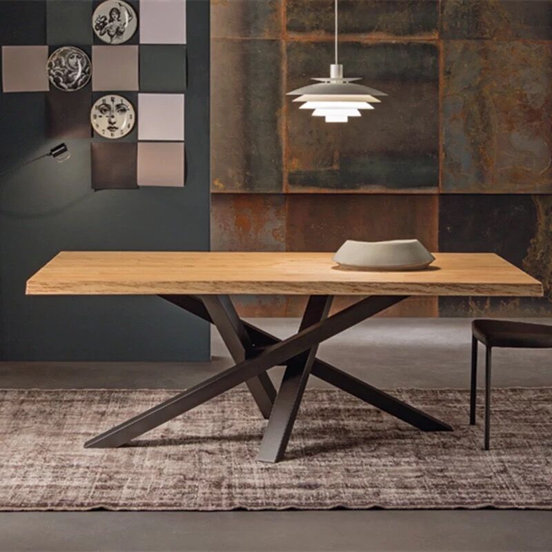 淮木loft铁艺餐桌办公桌工作桌实木会议桌咖啡原木书桌洽谈桌电脑桌 180*70*75板厚5厘米