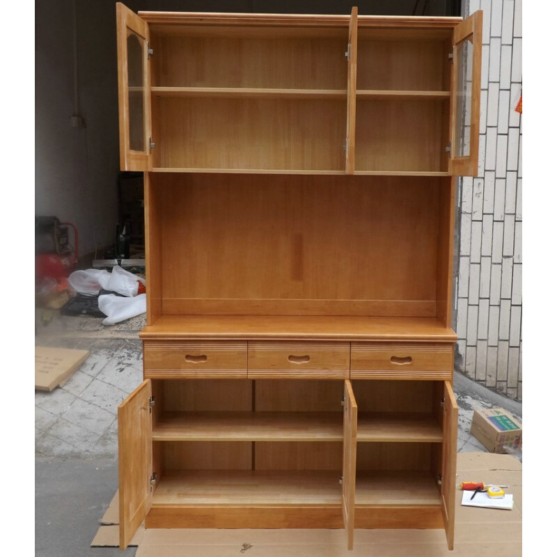 淮木现代中式实木餐边柜茶水柜橡木储物柜高柜玄关餐厅厨房收纳柜碗柜胡桃色3 樱桃色