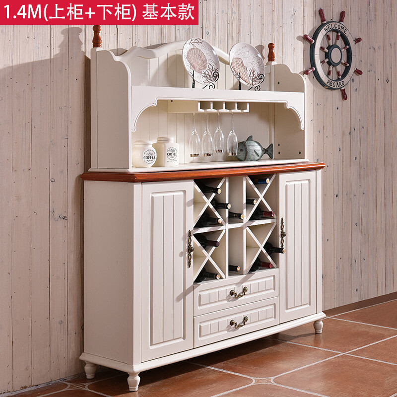 淮木备餐柜子地中海餐边柜厨房茶水柜美式餐柜现代简约酒柜实木储物柜1.4M整套(上柜+下柜) 1.4M整套(上柜+下柜)