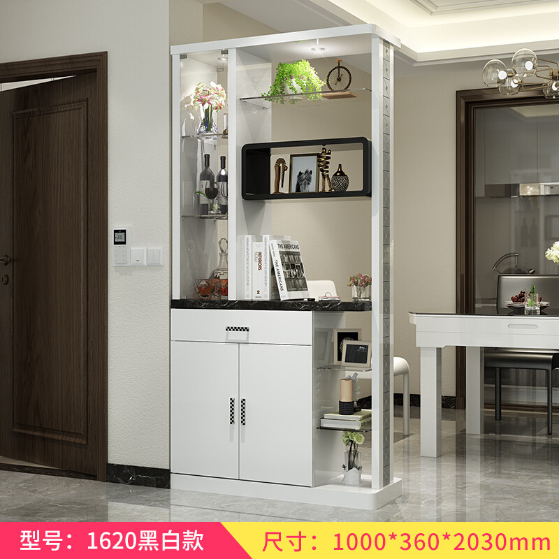 淮木现代简约客厅装饰入户屏风小户型进玄关柜酒柜隔断间厅柜1620黑白色组装 1620黑白色