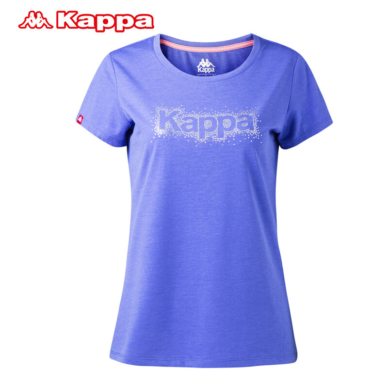 Kappa卡帕夏季女运动上衣甜美轻薄透气排汗女休闲T恤K0722TD06D S 蓝色花纱-894