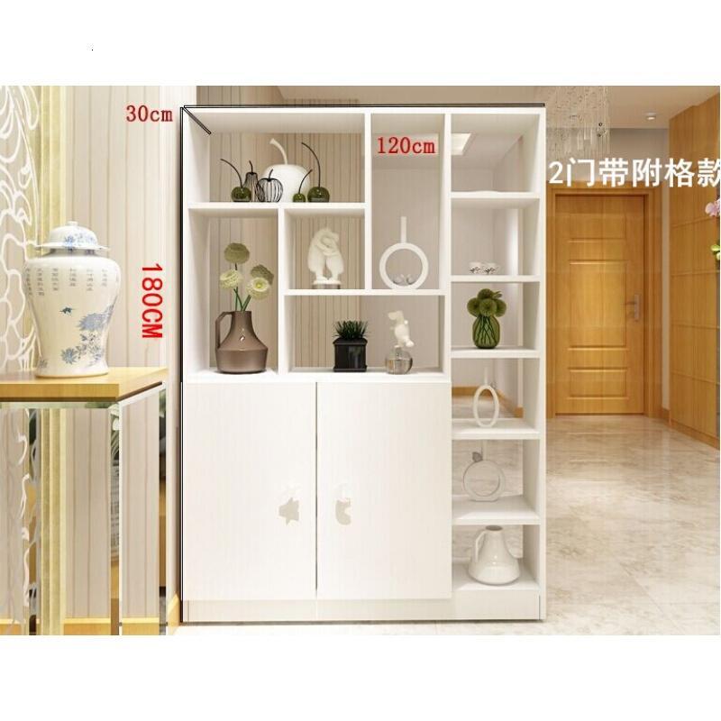 淮木酒柜吧台厅柜客厅玄关柜木质隔断柜古董架屏风柜装饰柜红酒柜3带附格白双_5 2门浅胡桃