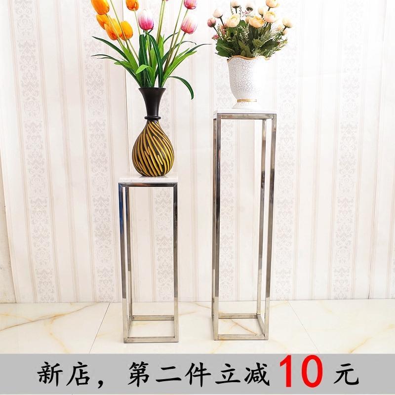 不锈钢花架大理石铁艺客厅花几落地式户外花盆支架中式盆景绿萝架_7 黑金花两个60cm包邮！（60*2）