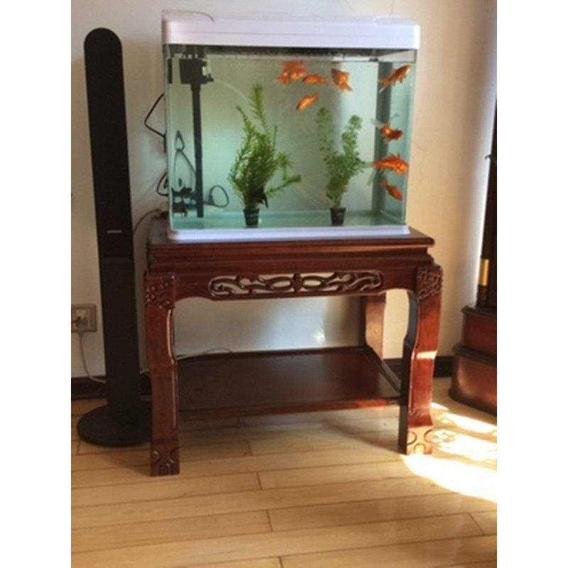 客厅花架实木榆木鱼缸架奇石桌盆景架吊兰架绿萝架超承重鱼缸底座_6 80*50*58