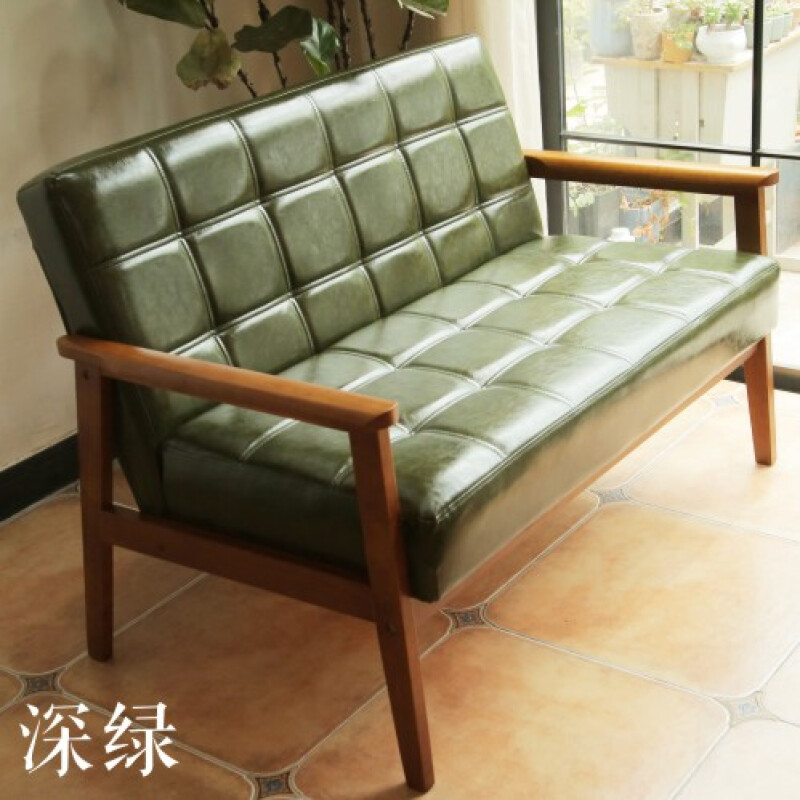 淮木欧式办公桌奶茶店皮质谈判桌主管学习培训经济型办公实木职员糖果绿三人 海苔绿双人