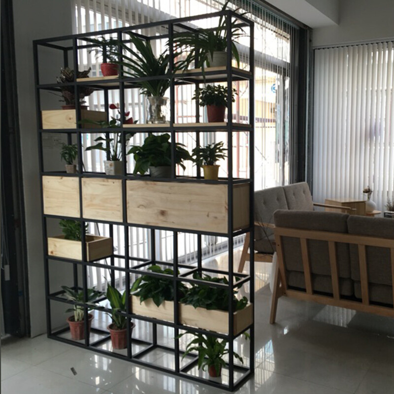 淮木工业实木储物收纳书架柜简约格子落地搁板置物架屏风隔断展示货架尺寸定制，联系客服 默认颜色