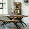 新款创意美式乡村loft工业风格家具实木餐桌工作会议桌咖啡桌设计师长条桌 长凳180*35*45