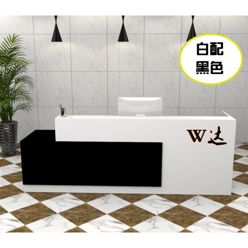 淮木前台桌吧台前台办公桌烤漆前台前台接待台公司前台全国办公桌 黑色