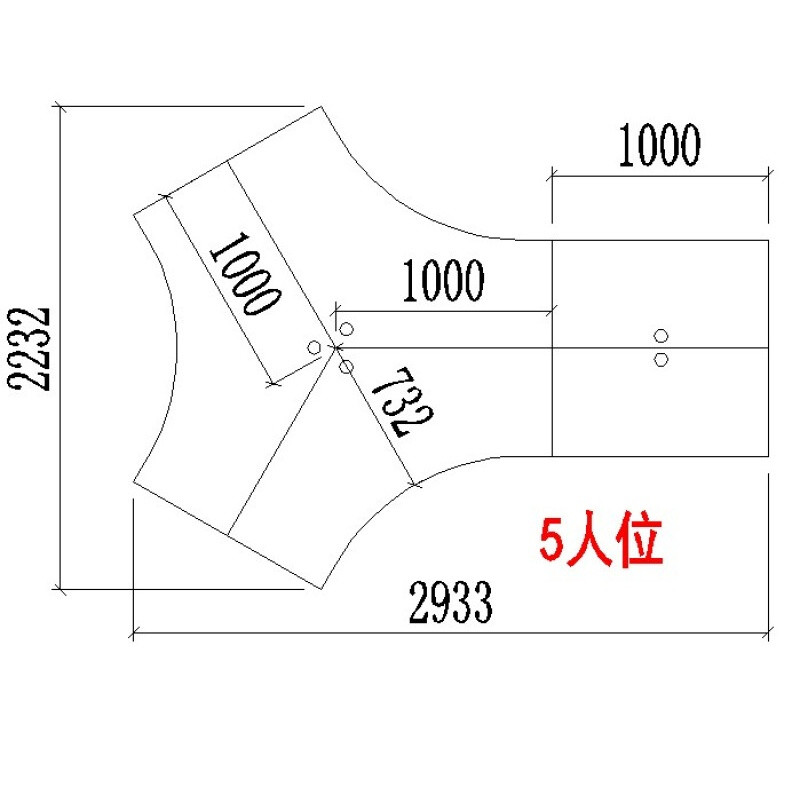 淮木办公家具转角创意职员桌3/4/8/6人位办公桌椅异形办公室办公卡位 圆弧款5人位含柜子