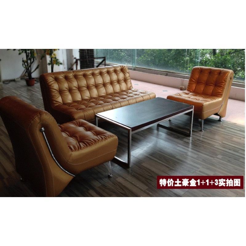 淮木商务办公沙简约现公室沙茶几组合三人位五金简易小型沙_5 黑色单人位