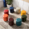淮木欧式客厅茶几凳美式圆凳子皮凳换鞋凳矮凳创意沙凳小凳子皮墩子 咖啡棕（滑轮款）