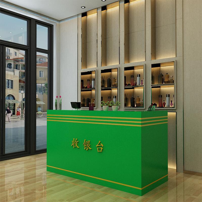 淮木彩色吧台接待台简约收银台转角柜台饭店美容美母婴服装店前台_8 加厚带门款转角80