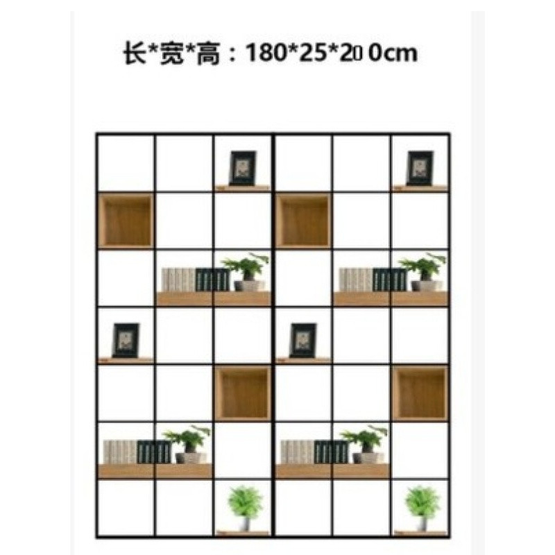 淮木餐厅工业风铁艺隔断屏风办公室玄关置物架创意实木书架loft展示架 180*25*200