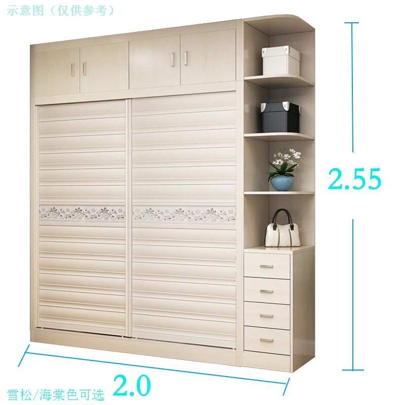 淮木推拉衣柜整体趟衣柜推拉推拉式移组装卧室简约现代大衣橱1.8米主柜+顶柜+1#角柜颜色备 1.6米主柜+顶柜+6#角柜颜色备注