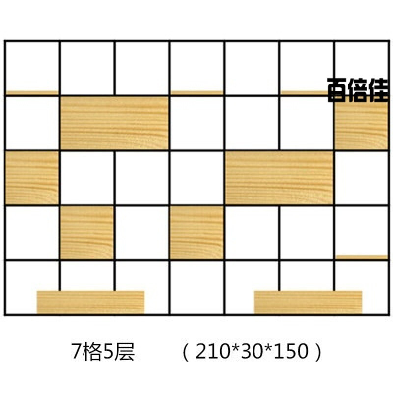 创意新款简约屏风实木玄关架北欧木格子花架铁艺置物架客厅书架办公室隔断 套餐二三