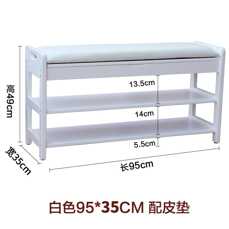 美式门口换鞋凳鞋柜多功能玄关收纳凳欧式实木进门鞋架可坐穿鞋凳_7 水洗白95*35CM【现货】