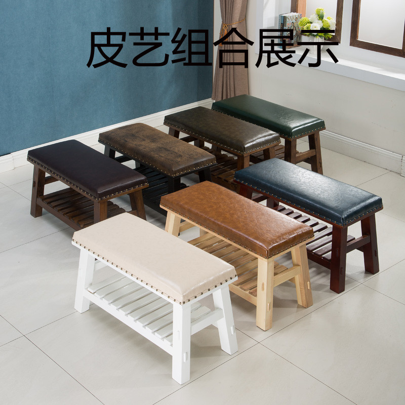 进门换鞋凳实木美式简约现代玄关门口穿鞋凳储物小凳子北欧床尾凳_4 60*35*45CM（备注颜色）