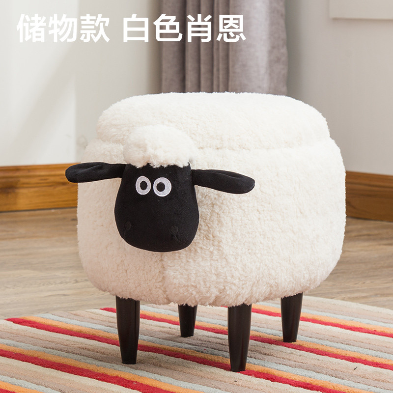 创意换鞋凳穿鞋凳现代简约家用储物凳试鞋凳脚凳矮凳小懒兔凳子_6 白肖恩储物款送袜子