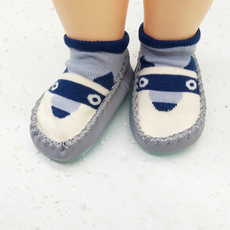 贝迪牛儿童地板袜春秋季婴儿袜子宝宝袜薄棉袜套纯棉隔凉防滑厚底学步鞋 均码 深蓝色