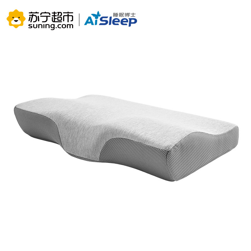 睡眠博士(AiSleep) 舒梦零压力 舌型颈椎保健枕头 太空记忆枕慢回弹单人枕芯 脖子护颈枕大小号【2种枕套随机发】 灰色 小号