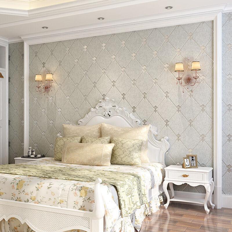 欧式客厅壁纸卧室现代简约3D立体无纺布客厅电视背景墙纸植绒_3 浅灰色03