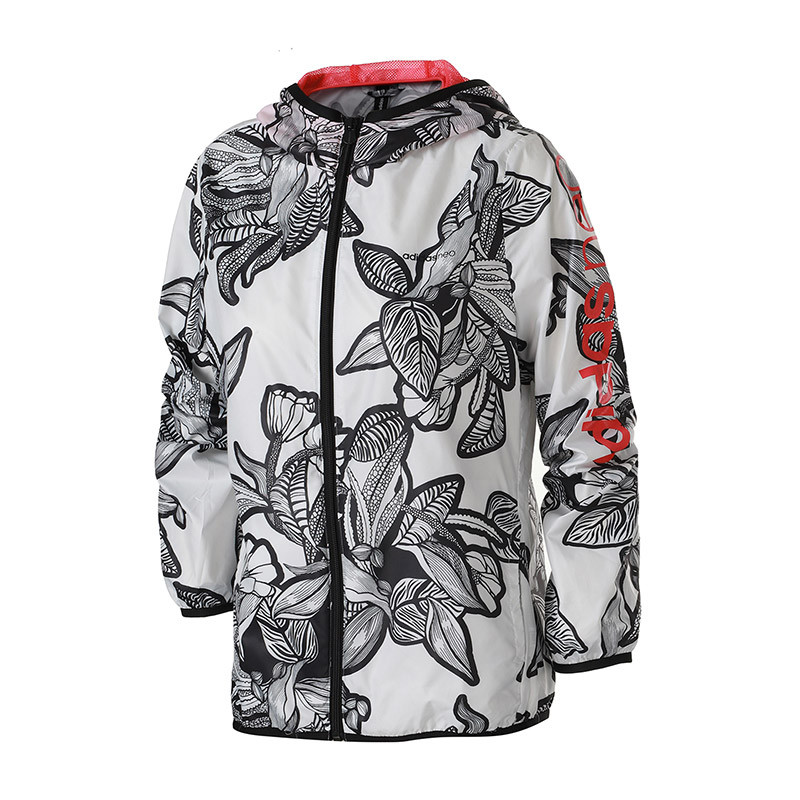 adidas阿迪达斯NEO女子外套2018新款花卉休闲运动服CV7332 XS CV7332白+黑
