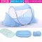 简约小清新可折叠婴儿蚊帐罩宝宝蚊罩蒙古包小孩新生儿童床床上用品蚊帐 见详情 蚊帐蓝+垫+凉席+枕+音乐包