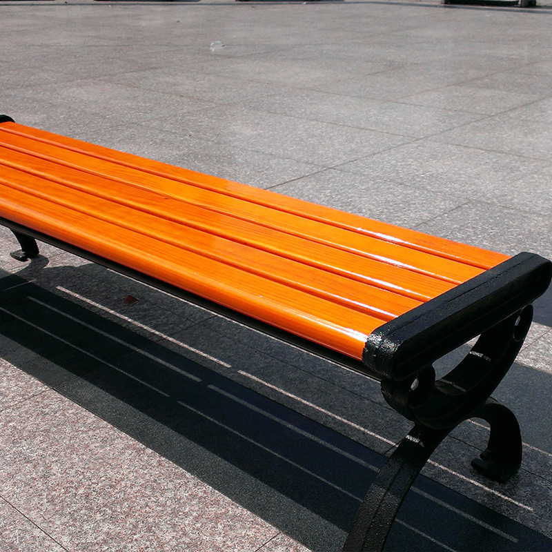 【京好】公园长椅子休息椅无靠背 木质休闲铸铁户外椅子C67 带靠背定制塑木款1.2米铸铝脚