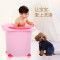 儿童浴缸洗澡桶加厚可坐加大号婴儿小孩泡澡桶宝宝沐浴桶感温浴盆 粉色+向日葵