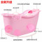 特大号浴桶塑料浴盆儿童洗澡桶家用泡澡沐浴桶浴缸粉红色C加长加厚 纯白色B加长款