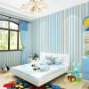 蓝色地中海竖条纹无纺布壁纸客厅卧室床头背景墙儿童房环保墙纸_8 蓝色