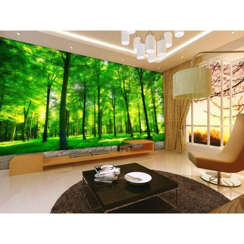大型3D立体绿色树林电视背景墙纸客厅沙背景墙壁纸卧室风景_5 时尚艺术宣绒布（拼接）