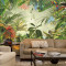 东南亚风格手绘热带雨林芭蕉叶壁纸餐厅客厅电视背景墙纸墙画_4 高档无缝宣绒（整幅）