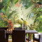 东南亚风格手绘热带雨林芭蕉叶壁纸餐厅客厅电视背景墙纸墙画_4 时尚艺术宣绒布（拼接）