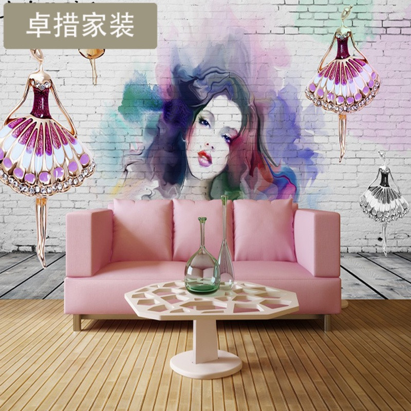 3d个性韩式半永久眉眼唇壁画美甲店绣纹店美容院化妆品店墙纸壁画_0_1 台湾壁画专用纸（拼接）