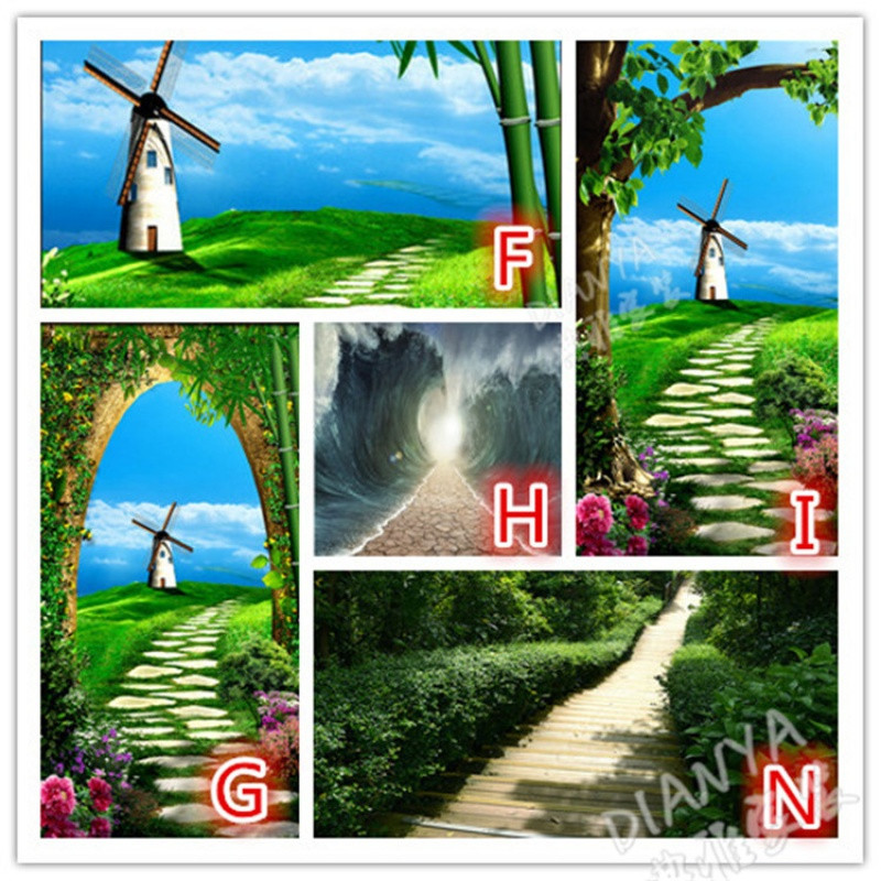 3D清新小路拓展视觉空间墙纸卧室客厅沙背景墙玄关走廊壁画壁纸_0 高档进口油画布（整幅）/平方