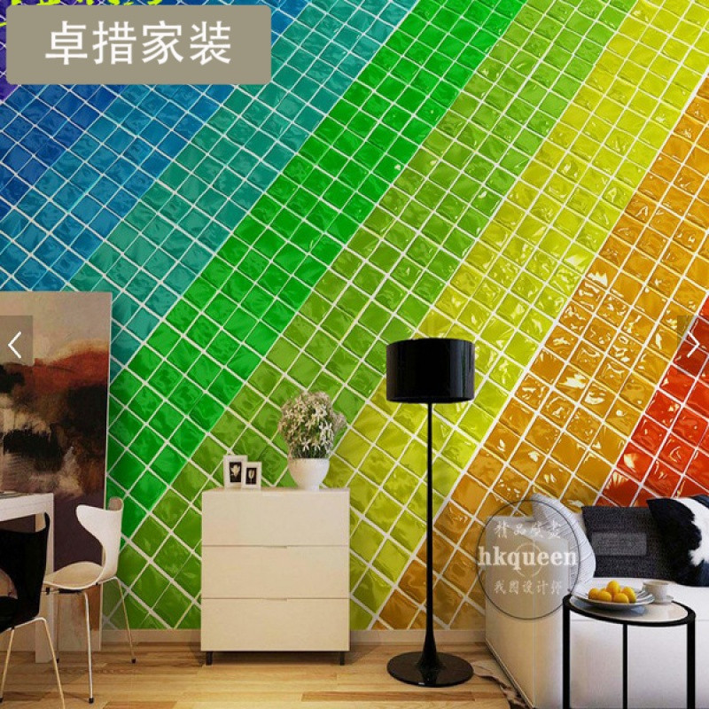 3d立体方格彩色七彩空间延伸创意背景墙客厅卧室沙电视背景墙纸_5_1 无缝闪银纤维布（整张）