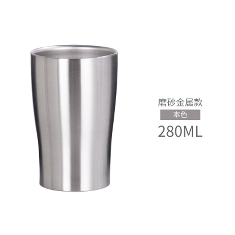 2017年夏季新款304不锈钢啤酒杯儿童水杯双层口杯家用防摔杯随手杯敞口杯夏季新款家用酒_8_3 280ML不锈钢啤酒杯本色光面