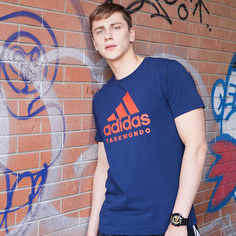 Adidas阿迪达斯跆拳道短袖18新款速干透气运动休闲T恤ADICTT-BUR-1 XL 藏蓝/红