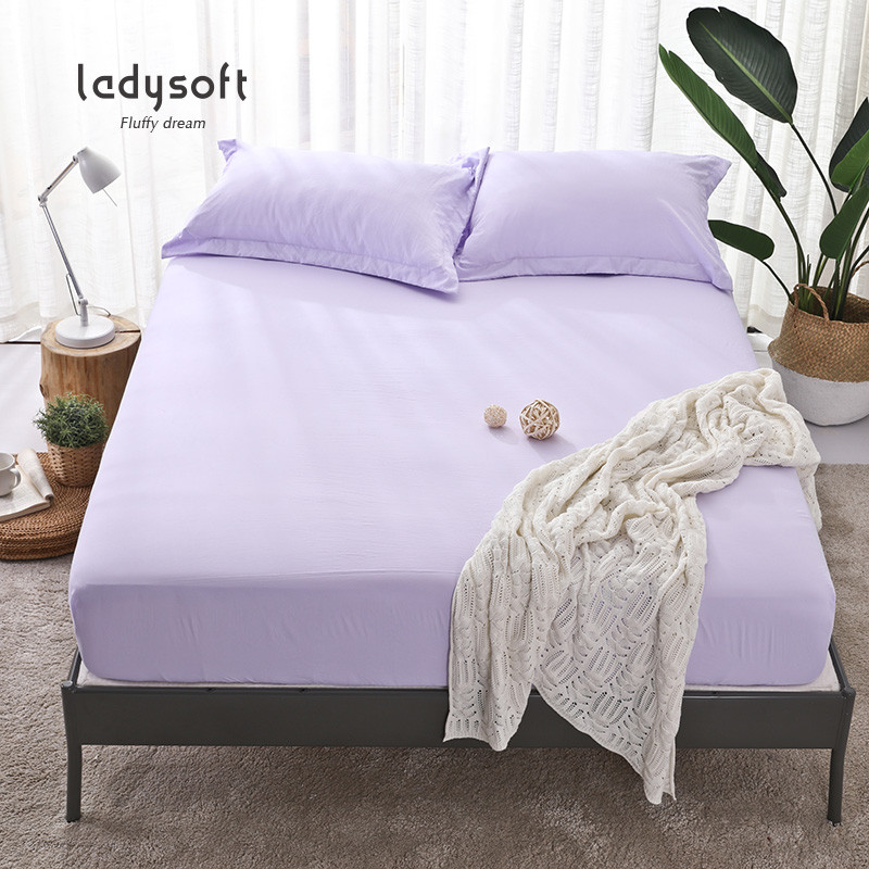 ladysoft家居 新品春夏超柔水洗防滑床笠 1.8米床 纯色床罩 180X200cm+25cm 紫色